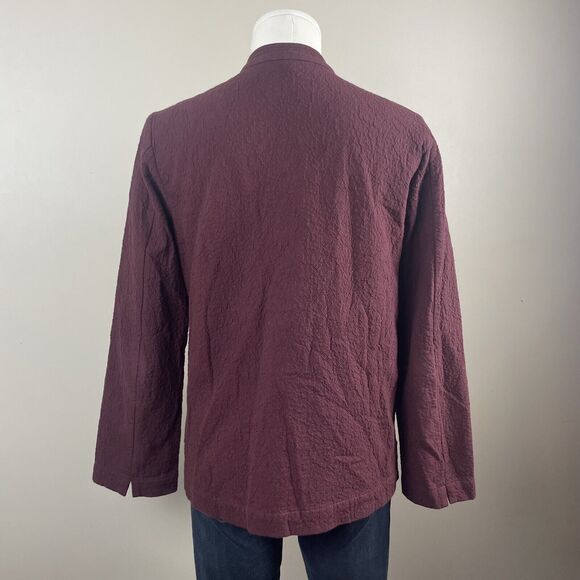 Eileen Fisher  Burgandy Ripple Texture Snap Front Organic Cotton Jacket S - Picture 6 of 10